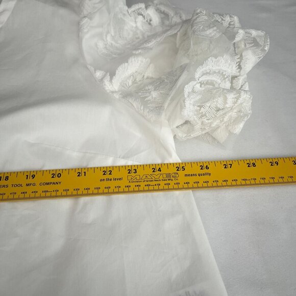 Marc New York White Puff Sleeve Blouse Embroidered Women 2X Tunic Cotton Stretch - Picture 9 of 11